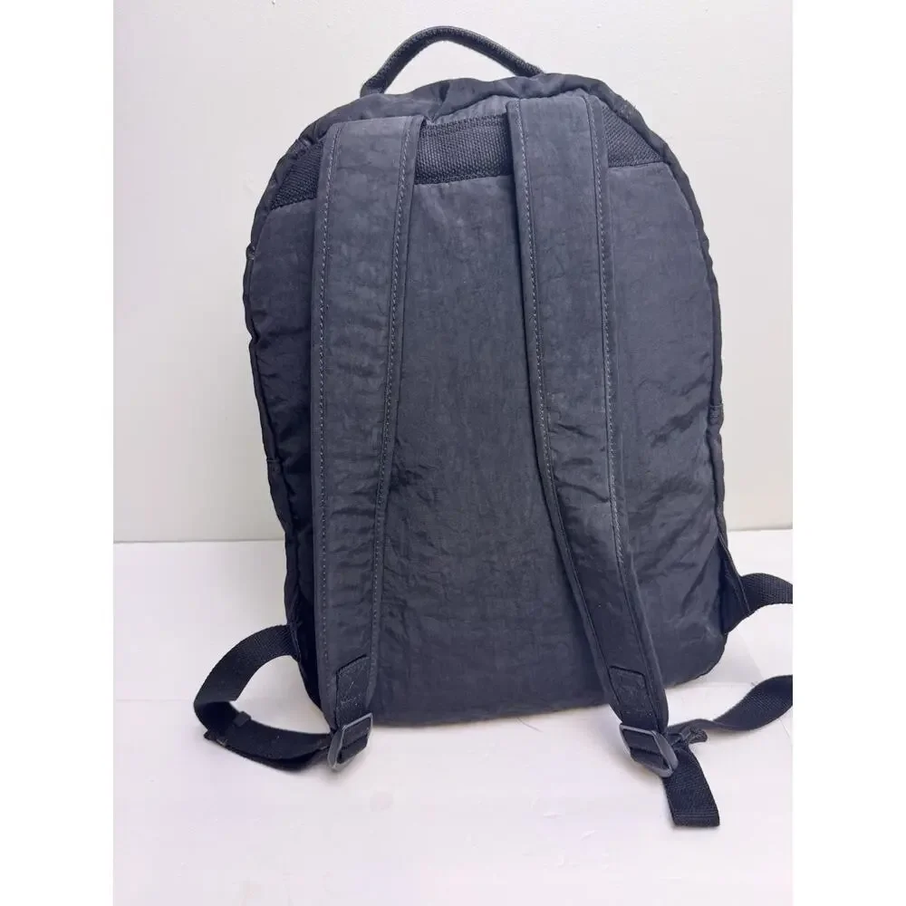 Kipling Seoul Backpack Black Tonal Nylon Laptop Bag w/ Monkey Keychain